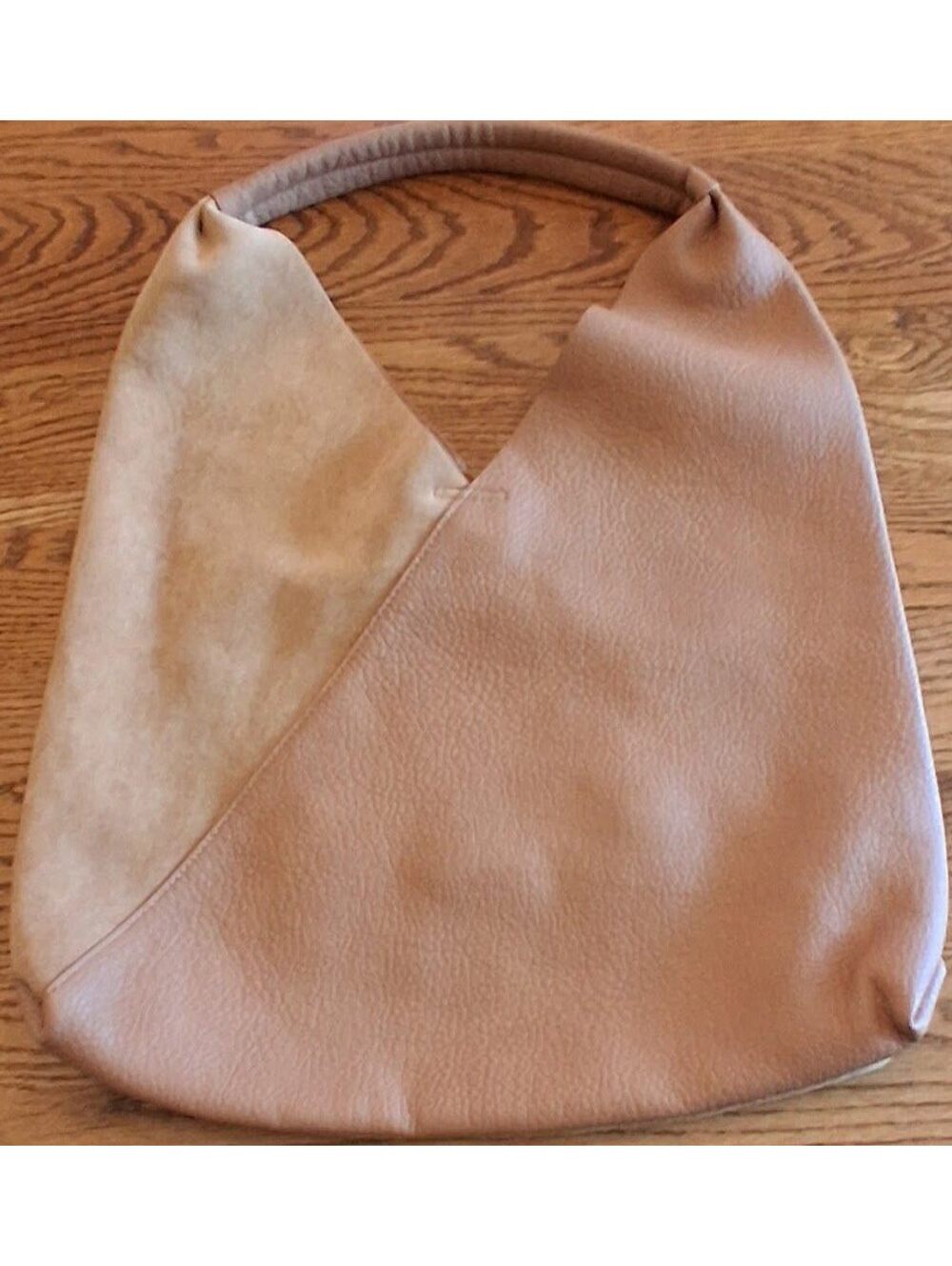 Shiraleah Two-Tone Beige Leather and Suede Hobo Bag